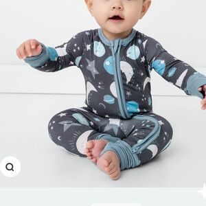 Little Sleepies Dark Gray Moon & Planet Footed One-Piece